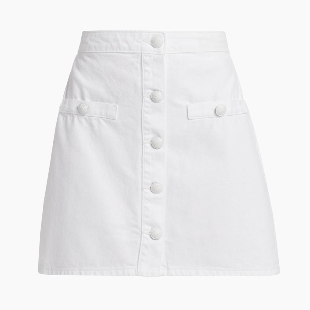 L'AGENCE Kris Buttoned White Miniskirt
